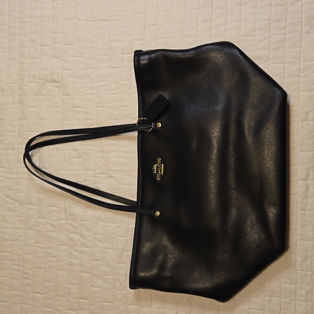 Coach Black Leather Tote Bag
